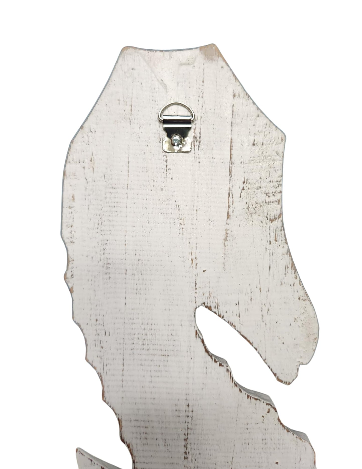 Hand Carved White Wash Wood Set of 2 Seahorses Wall Art Hanging Tropical Nautical Home Decor