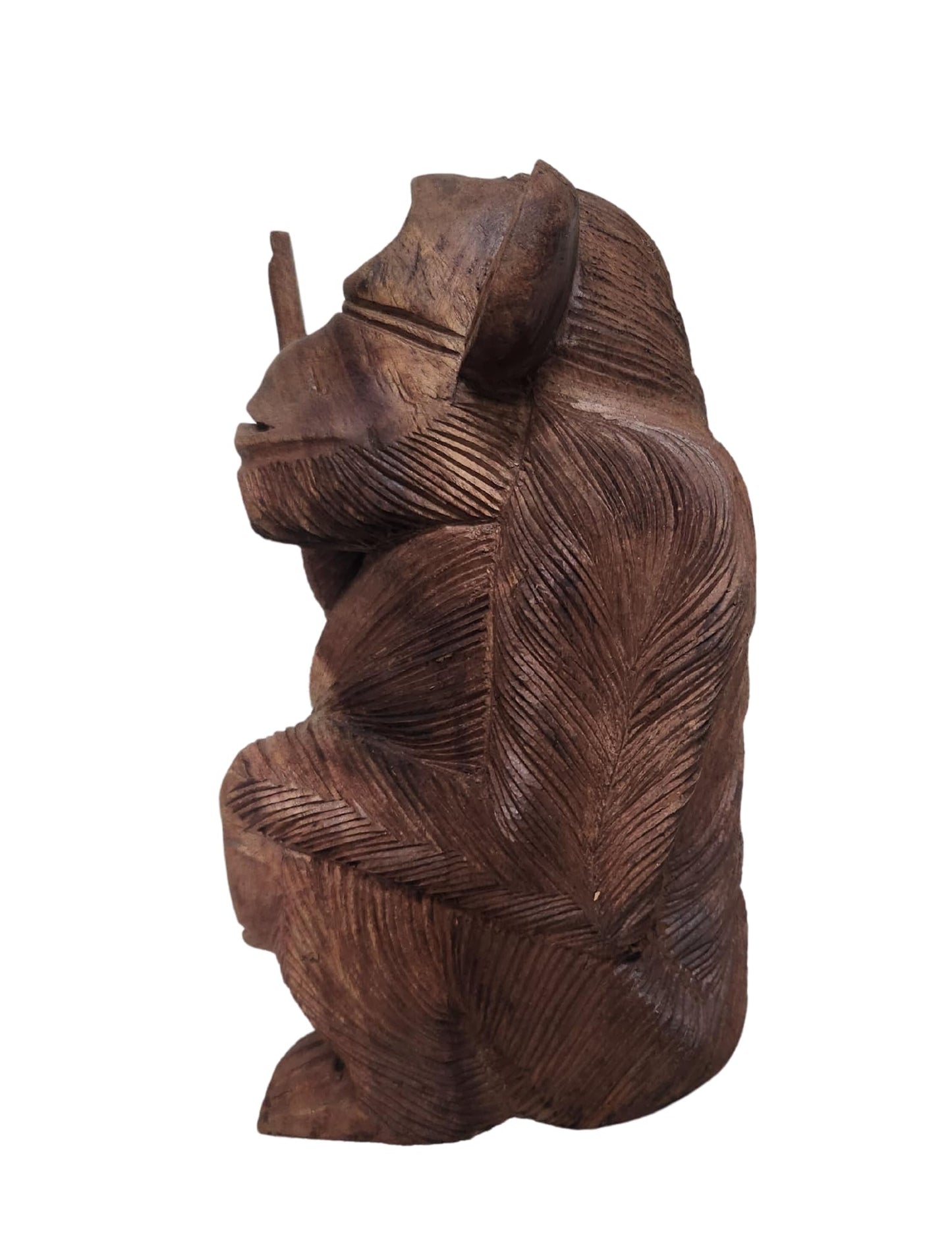 WorldBazzar Large 12" Hand Carved Wooden Monkey with Middle Finger Bad Statue Tiki Décor One of a Kind