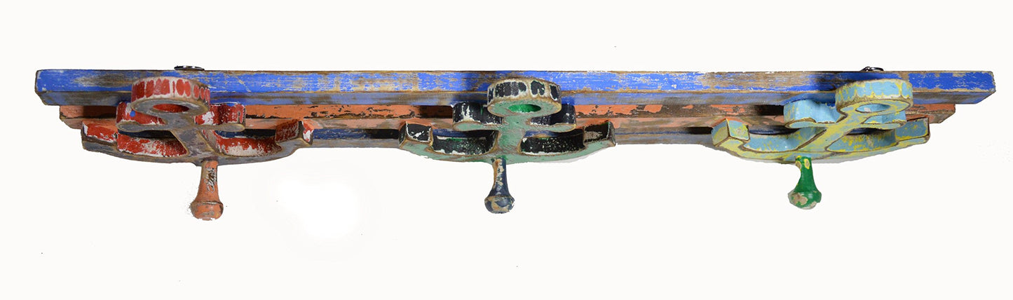 LG Hand Carved Wood Sailboat Ship Anchors with Hooks Nautical Wall Decor Towel Key Hanger