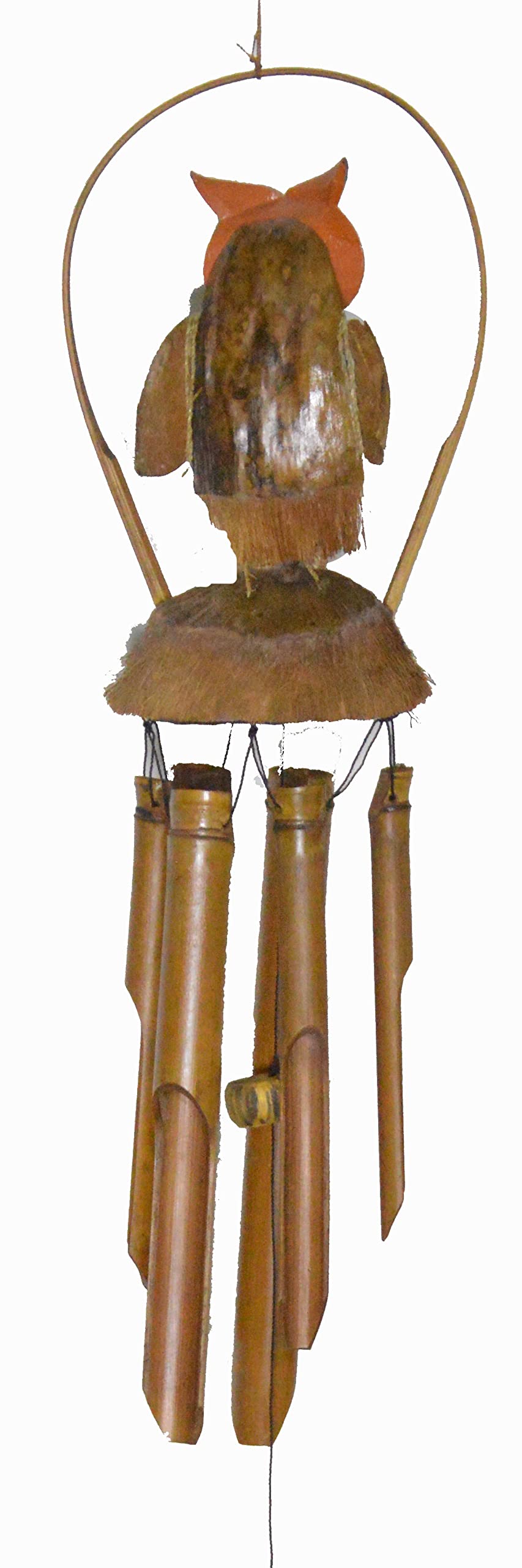 Hand Carved Large Beautiful Bamboo Wood OWL Wind Chime