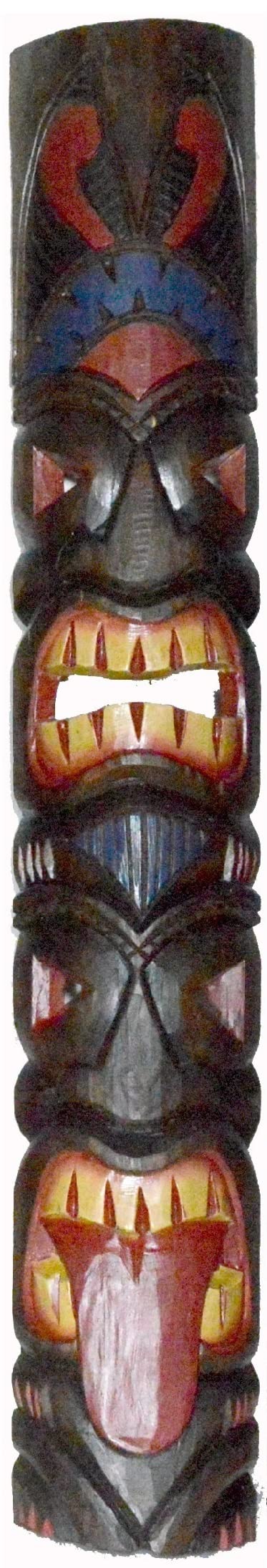 WorldBazzar 40 In Tribal Tiki Bar Mask Hand Carved Island tropical Decor with 2 FACE