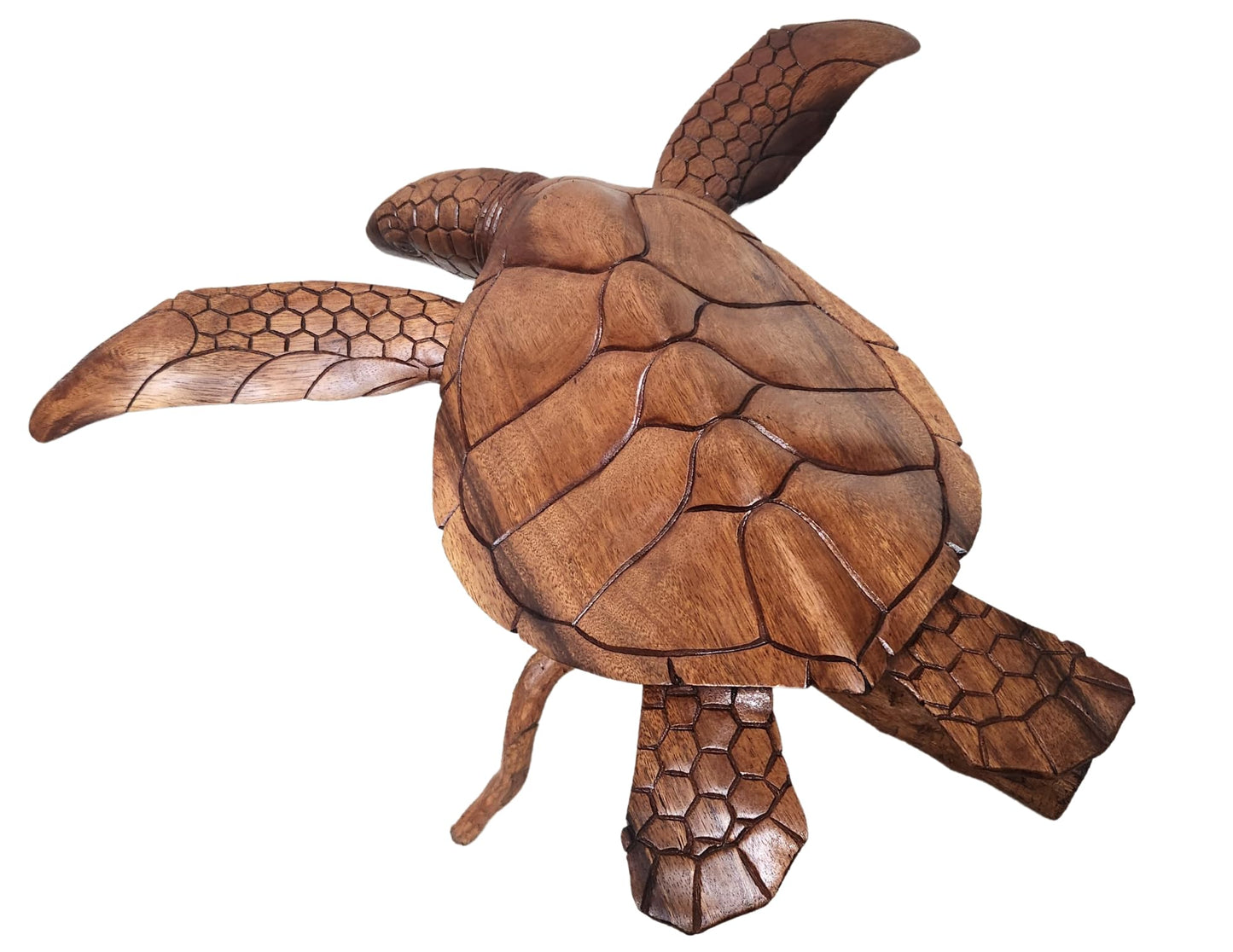 WorldBazzar Beautiful Extra Large Huge Hand Carved Wood Turtle Ocean Coral Statue One of Kind,Brown