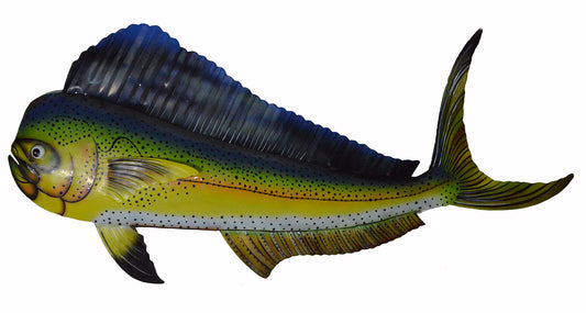 WorldBazzar LG MAHI DOLPHIN SPORT FISH METAL WALL ART TROPHY NAUTICAL COASTAL BOAT TROPICAL DECOR, BLUE, RED, BROWN, GREEN, YELLOW, WHITE, PINK, BLACK, lARGE