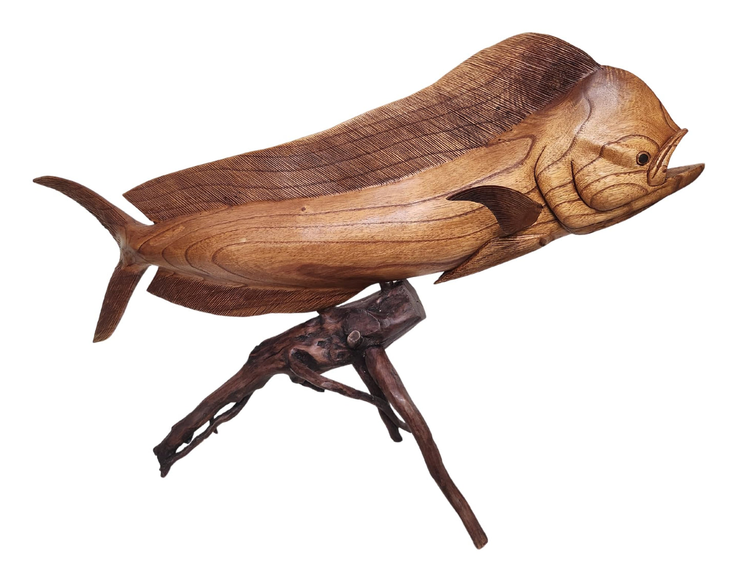 WorldBazzar HUGE BEAUTIFUL HANDMADE WOODEN MAHI MAHI DOLPHIN SCULPTURE STATUE CARVING SPORT FISH TROPHY ONE OF A KIND