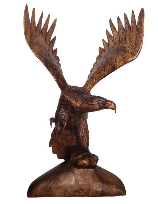 Large Hand Carved Mahogany Wood Bald Eagle, 20 in Tall Indian Cowboy Horse (2)