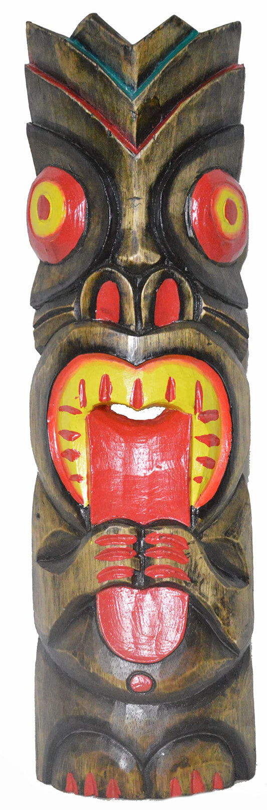 20" HANDMADE TIKI TONGUE MASK HAWAIIAN POLYNESIAN WALL ART TRIBAL BAR TROPICAL