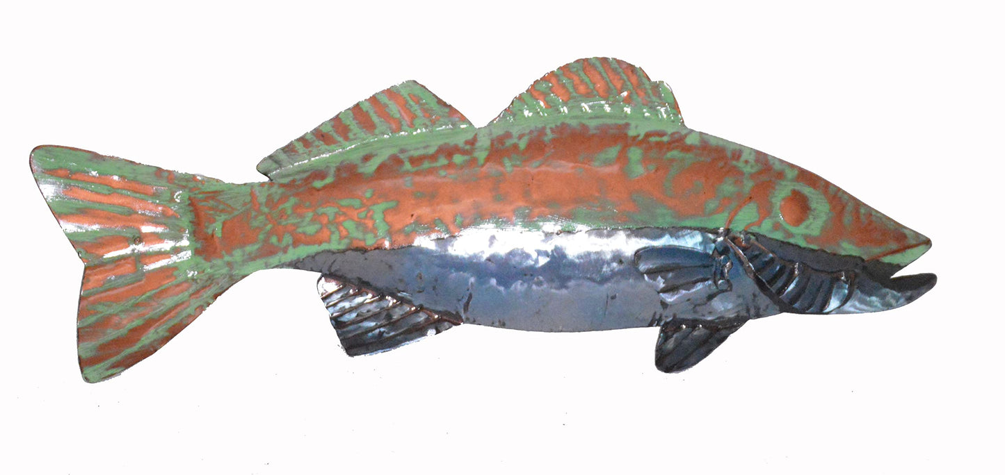 WorldBazzar LG WALLEYE SALMON SPORT FISH METAL WALL ART TROPHY NAUTICAL COASTAL BOAT TROPICAL DECOR