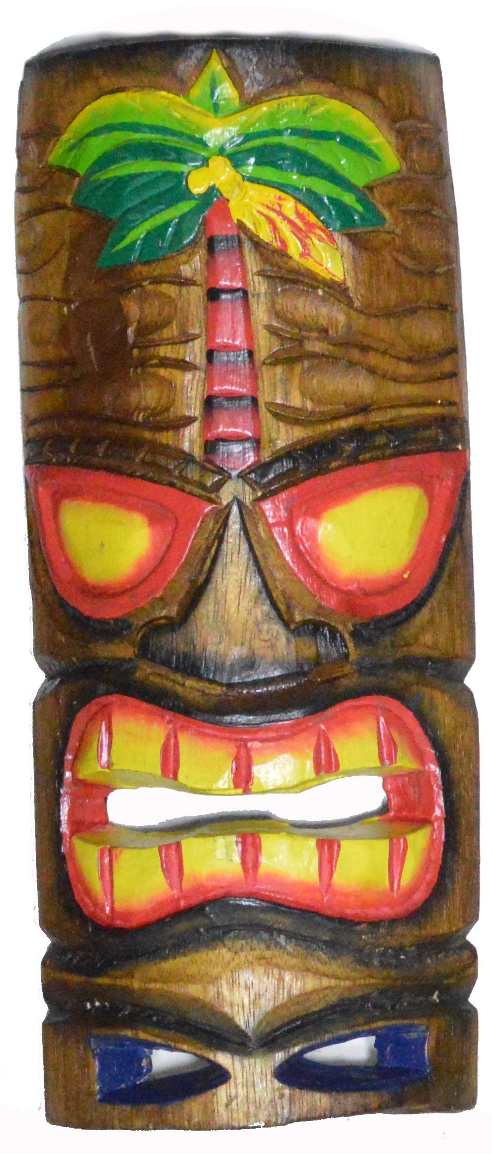 WorldBazzar Hand Carved Polynesian PALM TREE Hawaiian Tiki Style MASK 12 in Tall Scratch and DENT Sale!!!
