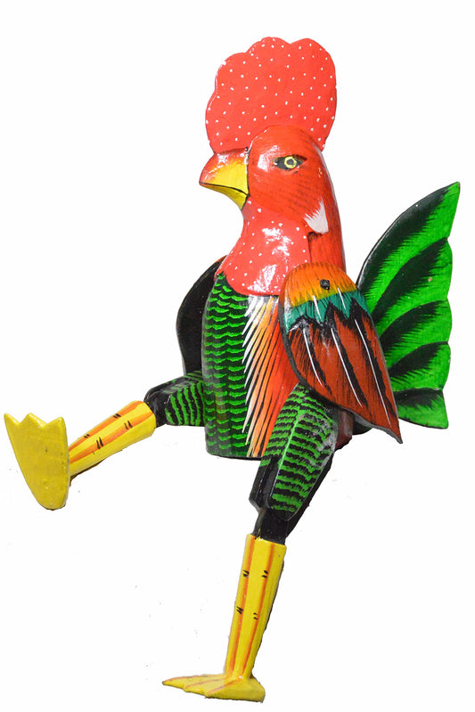 Shelf Sitter Wood Carved Rooster Hand Painted Folk Art Statue Chicken Rustic