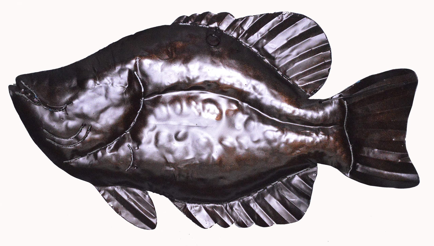 WorldBazzar LG GROUPER SNAPPER SPORT FISH METAL WALL ART TROPHY NAUTICAL COASTAL BOAT TROPICAL DECOR
