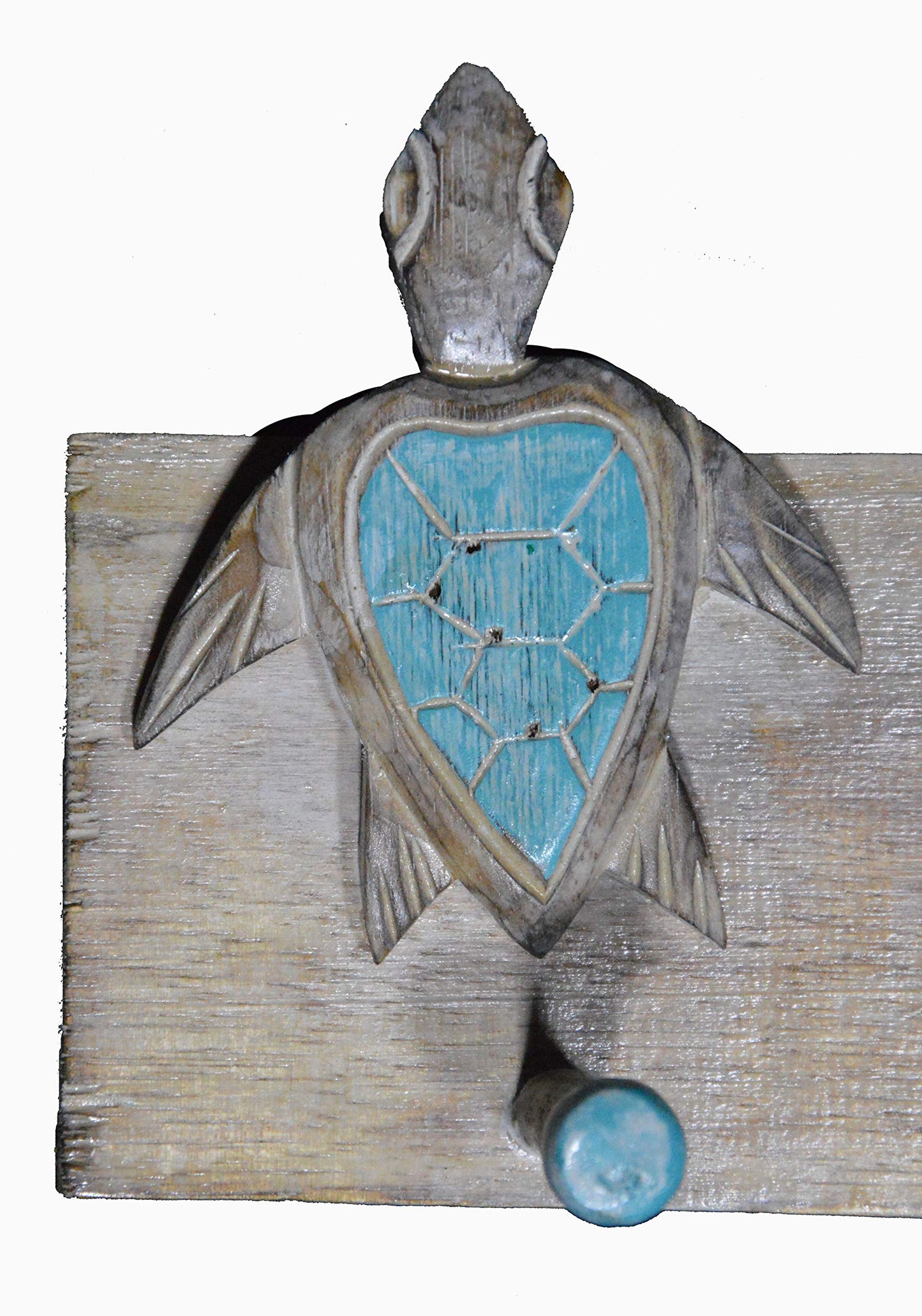 WorldBazzar LG Hand Carved TURTLE towels beach Hanger Holder Surfboard Wooden Wall Hanging Art Sign Tiki Bar