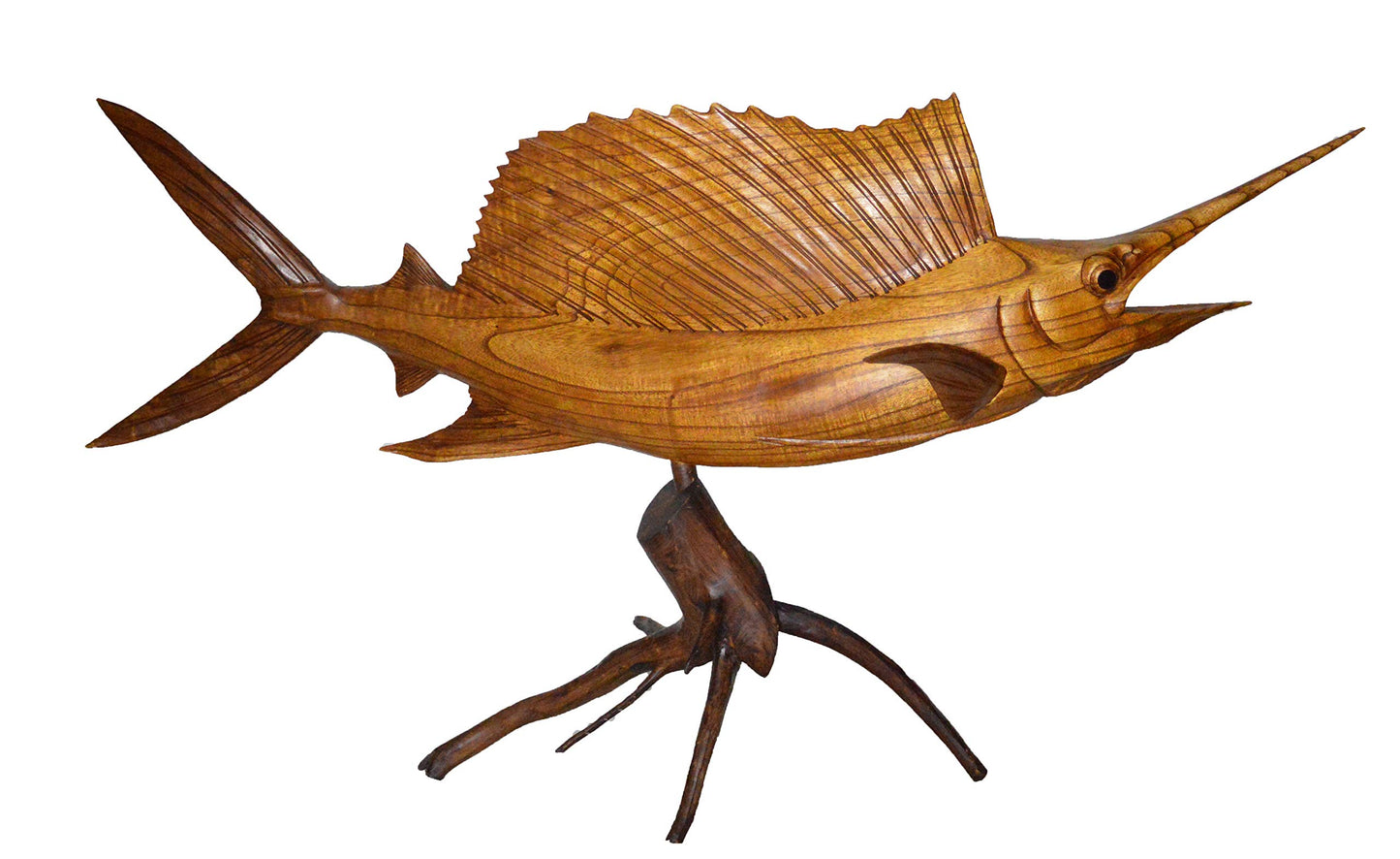 WorldBazzar Sailfish Beautiful Handmade Wood Sculpture Statue Ocean Mount Carving Sport Fish Trophy ONE of A Kind