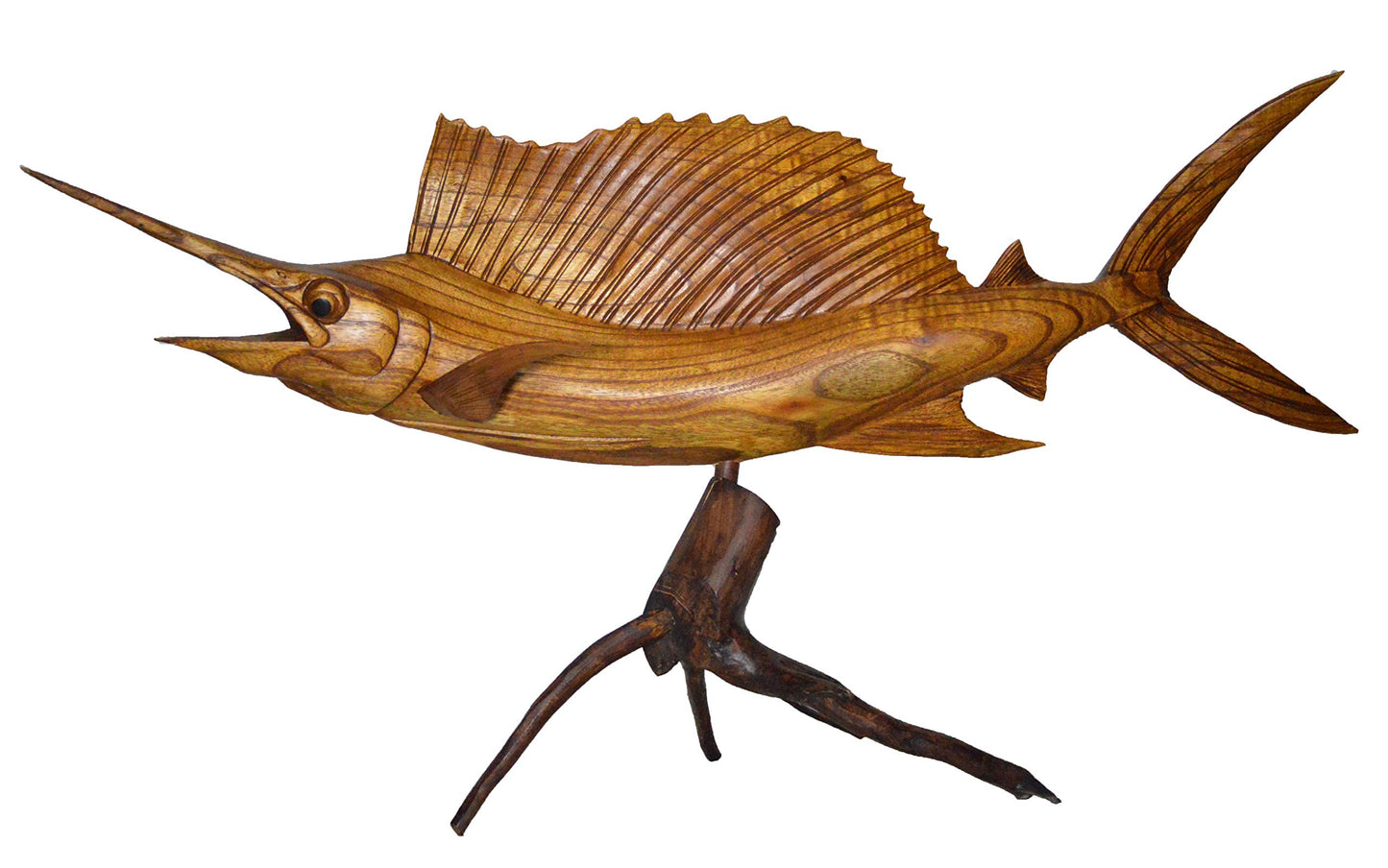 WorldBazzar Sailfish Beautiful Handmade Wood Sculpture Statue Ocean Mount Carving Sport Fish Trophy ONE of A Kind
