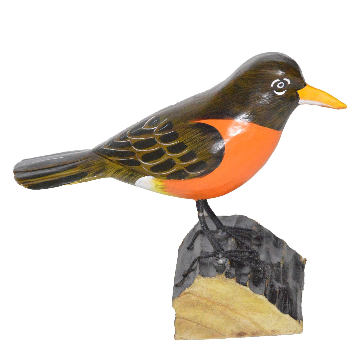 Hand Carved Painted Wood Carving Robin Bird Decoy Vintage Style Wood Replica Life-Like Figurine