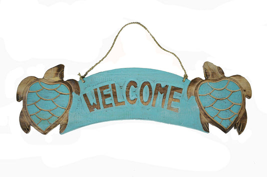 Hand Carved Wooden WELCOME Cocktails TURTLES Drinking BEACH HAPPY HOUR Sign