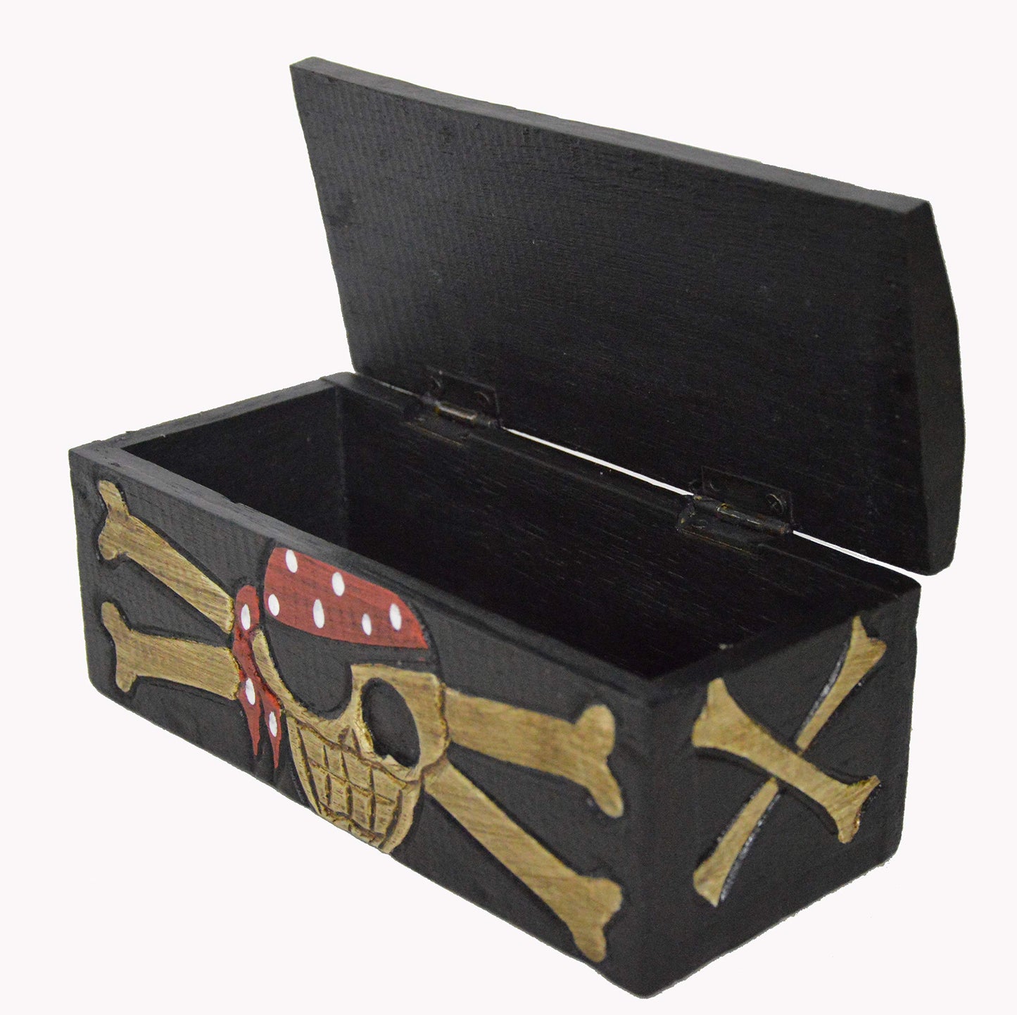 WorldBazzar Hand Carved Beautifully Detailed Treasure Box Chest Pirate with Bandanna Design
