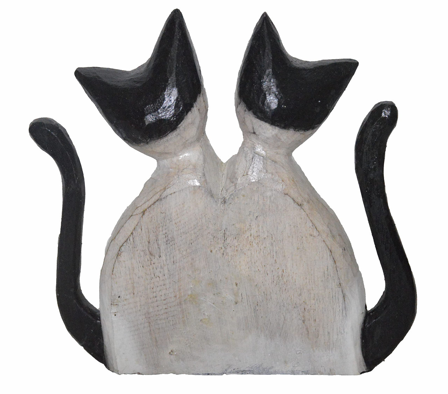 WorldBazzar Large Size Handmade Carved Wood Cats Lovers Tabby Siamese Persian American Ragdoll