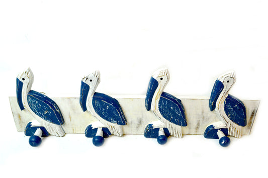 Hand Carved Pelican Towels Hooks Beach Hanger Holder Surfboard Nautical Wooden Wall Hanging Art Sign Tiki Bar