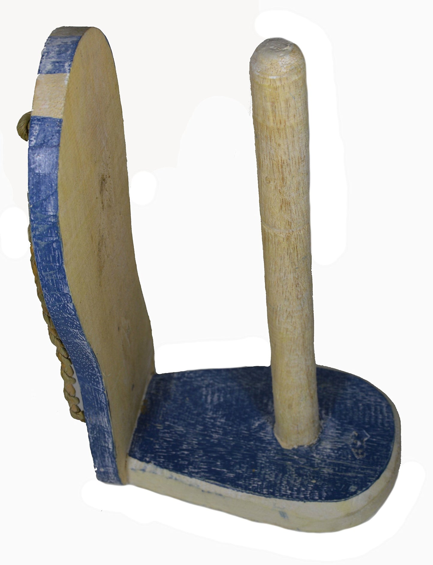Hand Carved FLIP Flop Blue Paper Towel Holder Wood Carving Nautical Statue Kitchen Gadget Sculpture