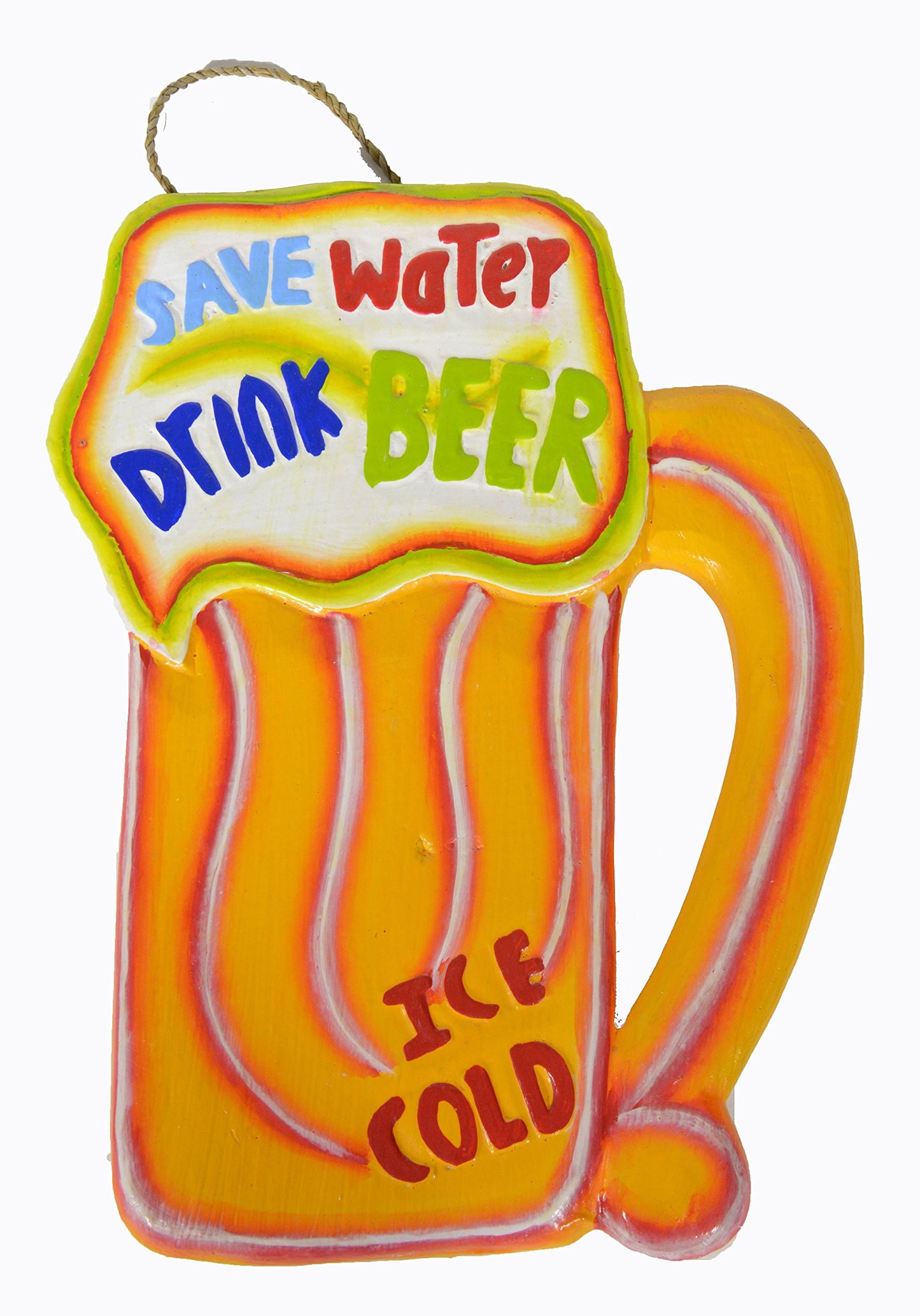 SAVE WATER DRINK BEER ICE COLD Tiki Bar Sign Surfboard Surf Board with Shark Bite