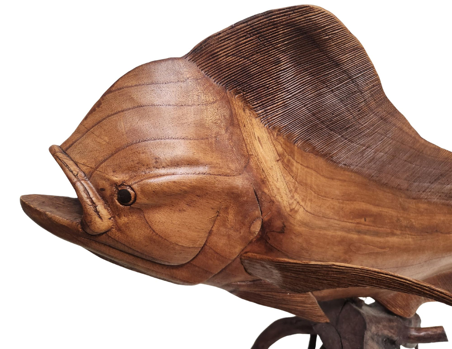 WorldBazzar HUGE BEAUTIFUL HANDMADE WOODEN MAHI MAHI DOLPHIN SCULPTURE STATUE CARVING SPORT FISH TROPHY ONE OF A KIND