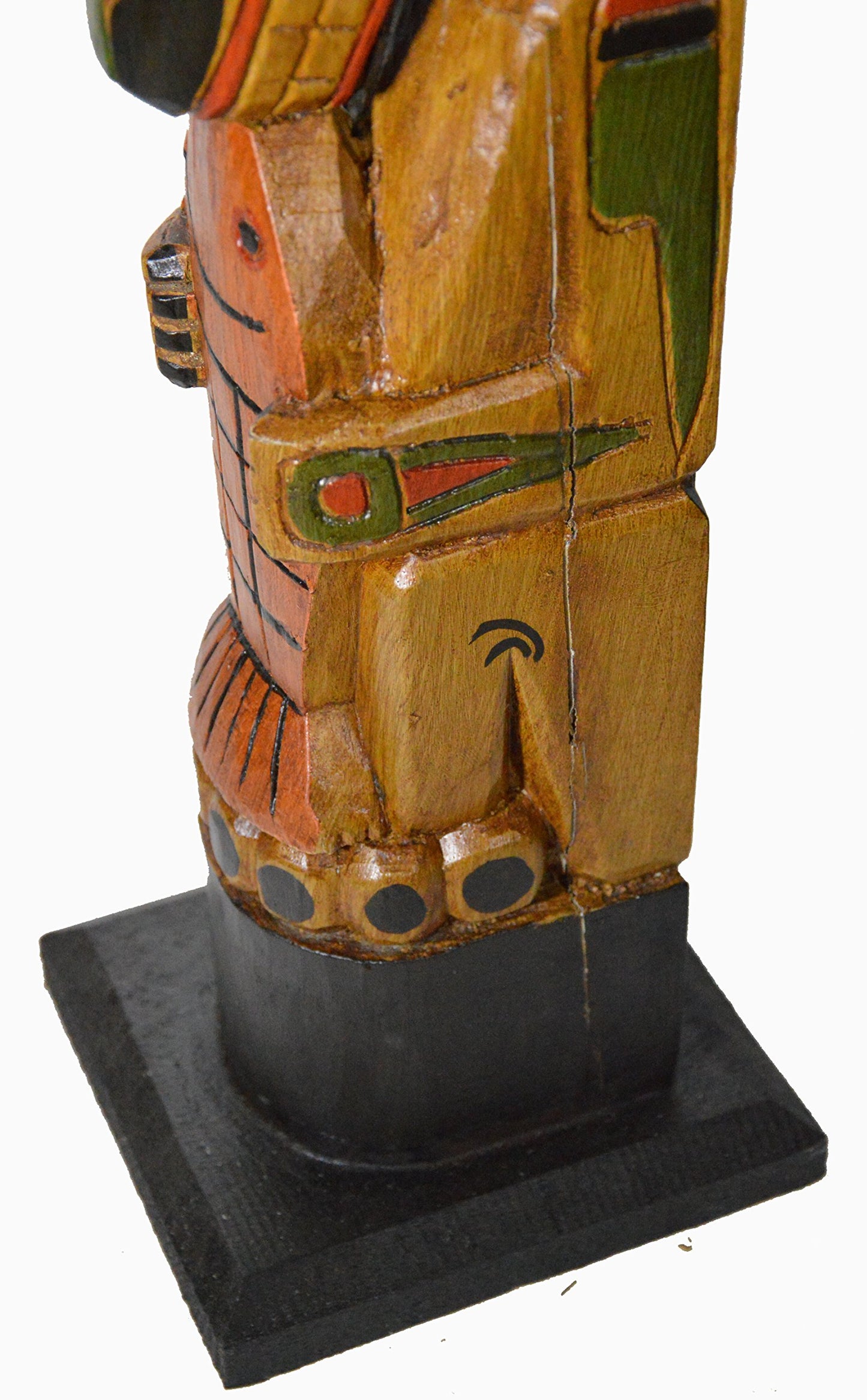 WorldBazzar Cracked Scratch and DENT Tall 3 Foot Tall Northwest Coast Style Wooden Eagle with Fish Totem Pole