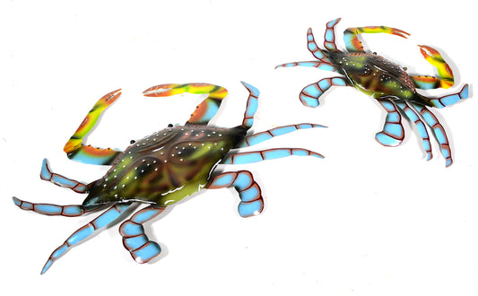 SET OF 2 BEAUTIFUL UNIQUE SEA OCEAN CRAB METAL TROPICAL ISLAND WALL ART