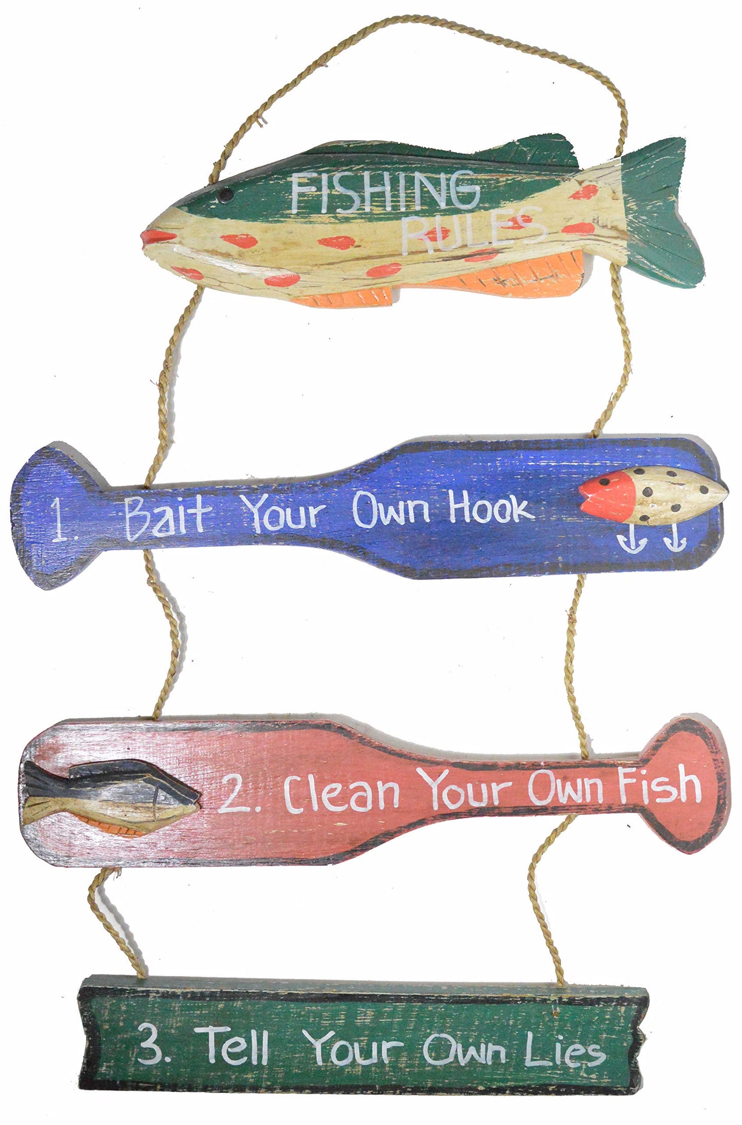 Nautical Fishing Rules Wood Hand Made Sign Tiki BAR Decor