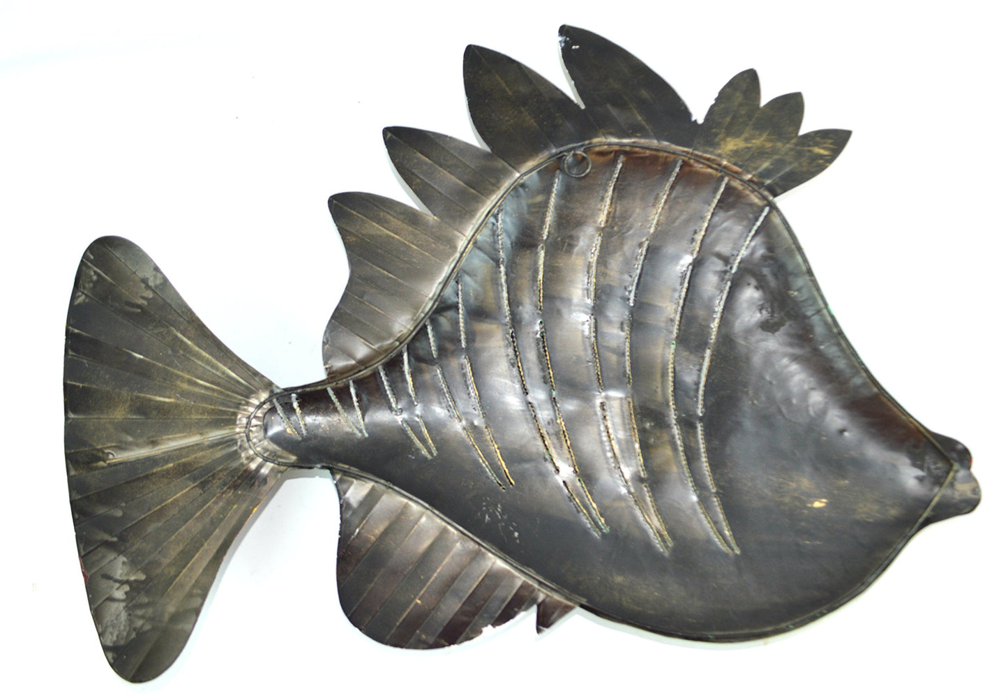 Huge Beautiful Unique Nautical Metal Fish Wall Art Green RED