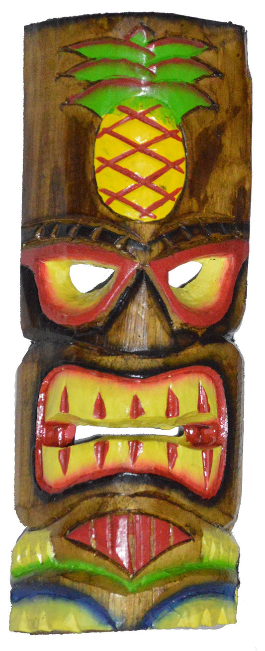 WorldBazzar Hand Carved PINEAPPLE Polynesian Hawaiian Tiki Style MASK 12 in Tall Scratch and DENT Sale!!!