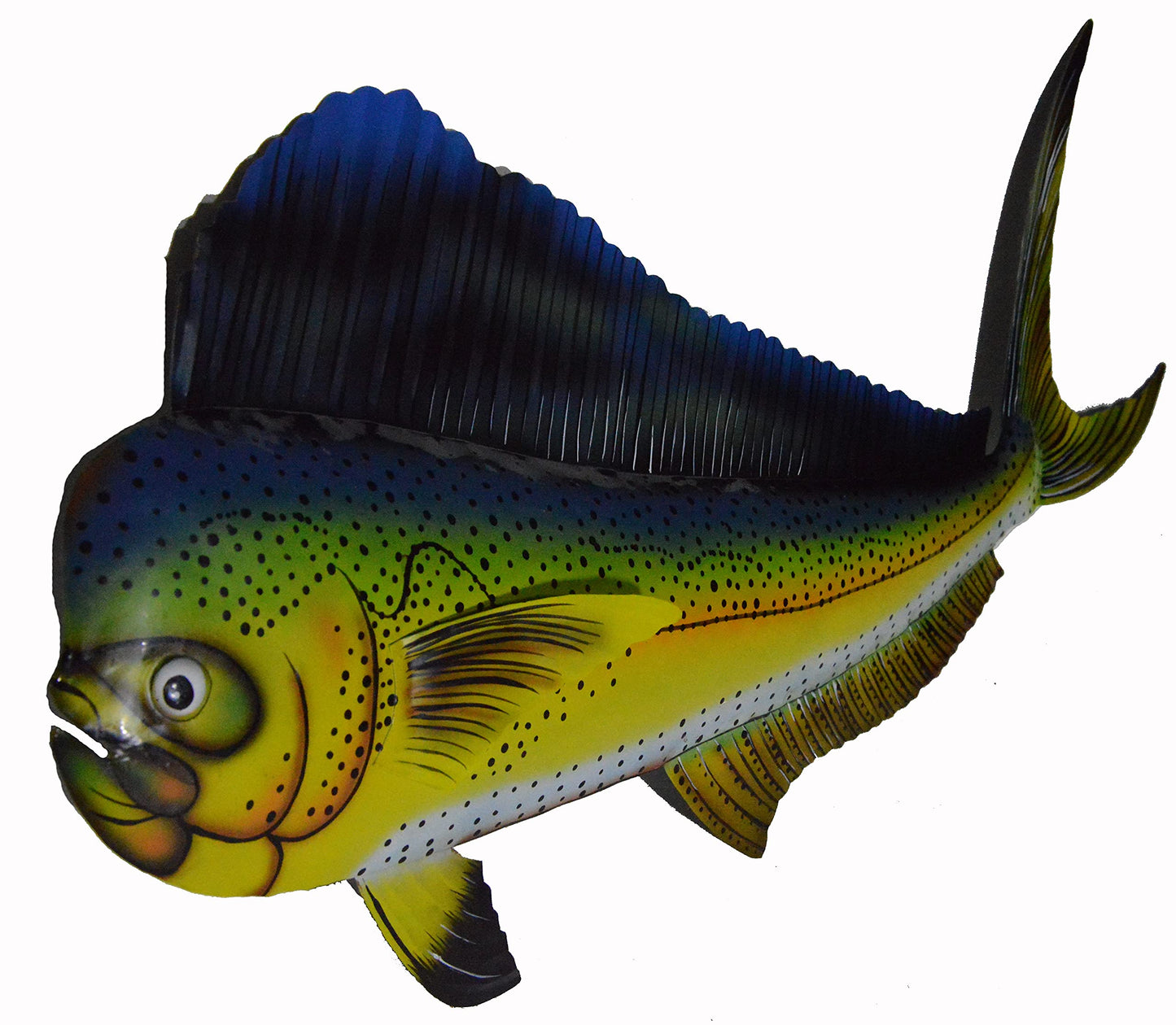 WorldBazzar LG MAHI DOLPHIN SPORT FISH METAL WALL ART TROPHY NAUTICAL COASTAL BOAT TROPICAL DECOR, BLUE, RED, BROWN, GREEN, YELLOW, WHITE, PINK, BLACK, lARGE