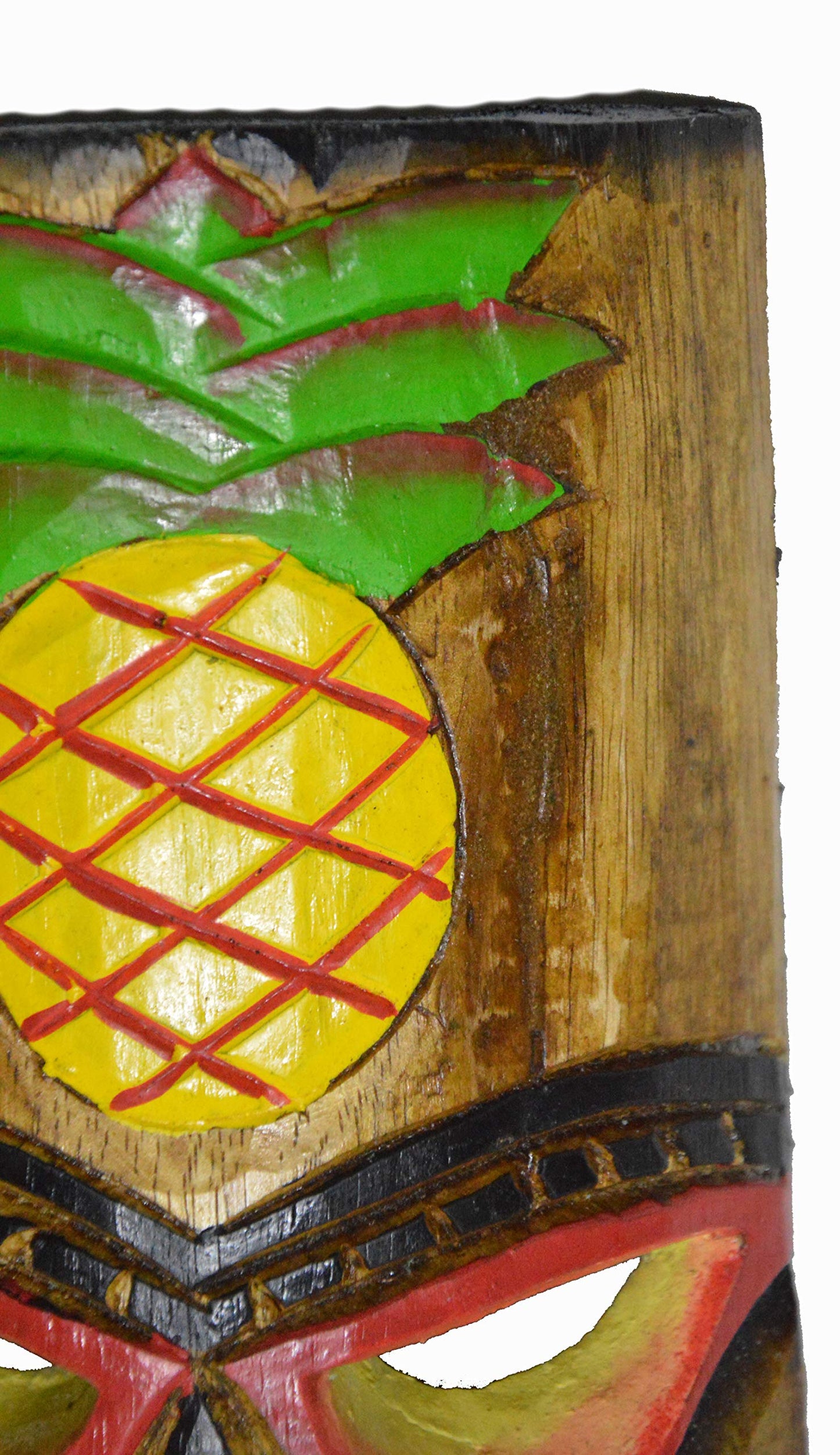 WorldBazzar Hand Carved PINEAPPLE Polynesian Hawaiian Tiki Style MASK 12 in Tall Scratch and DENT Sale!!!