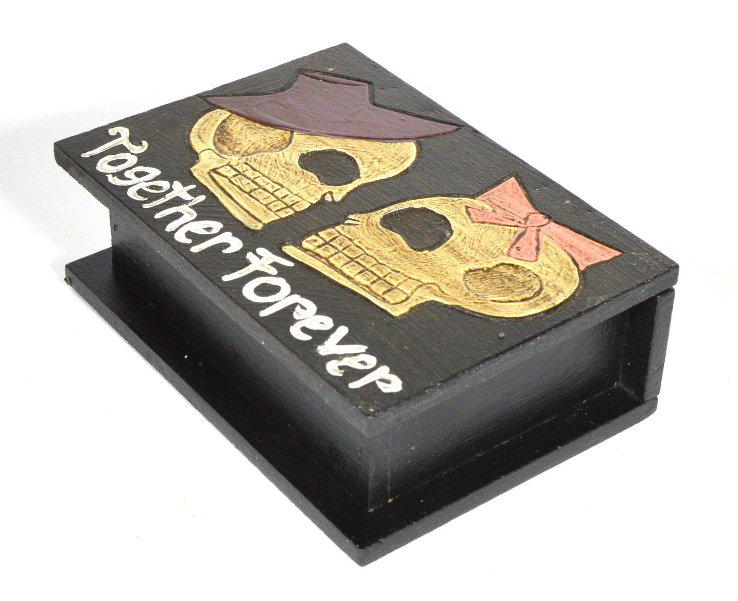 Hand Carved Beautifully Detailed TOGETHER FOREVER Treasure Box Chest Pirate Jewelry Keepsake