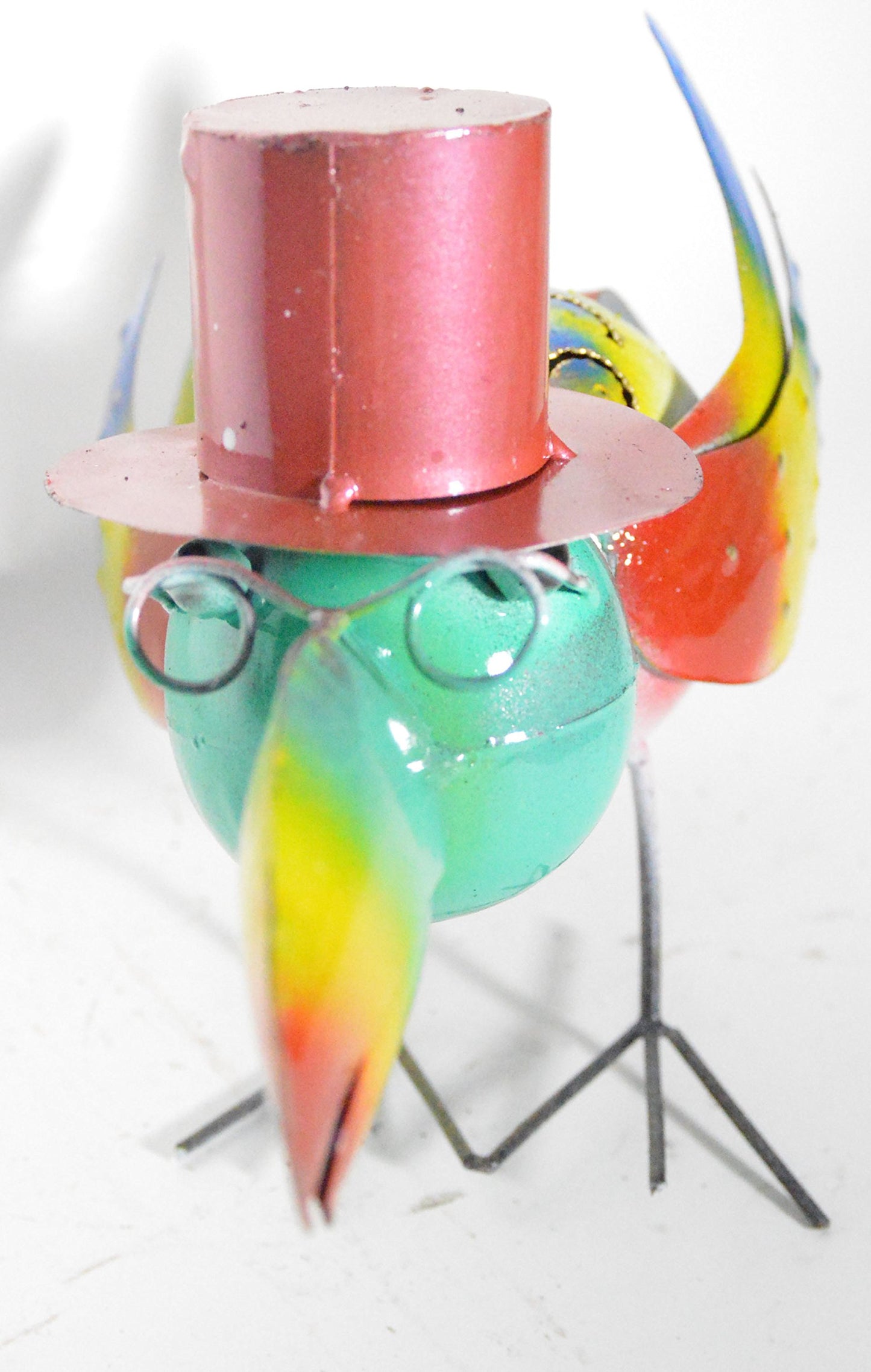 WorldBazzar Whimsical Metal Hanging Art Handmade Tropical Parrot Head Candle Holder