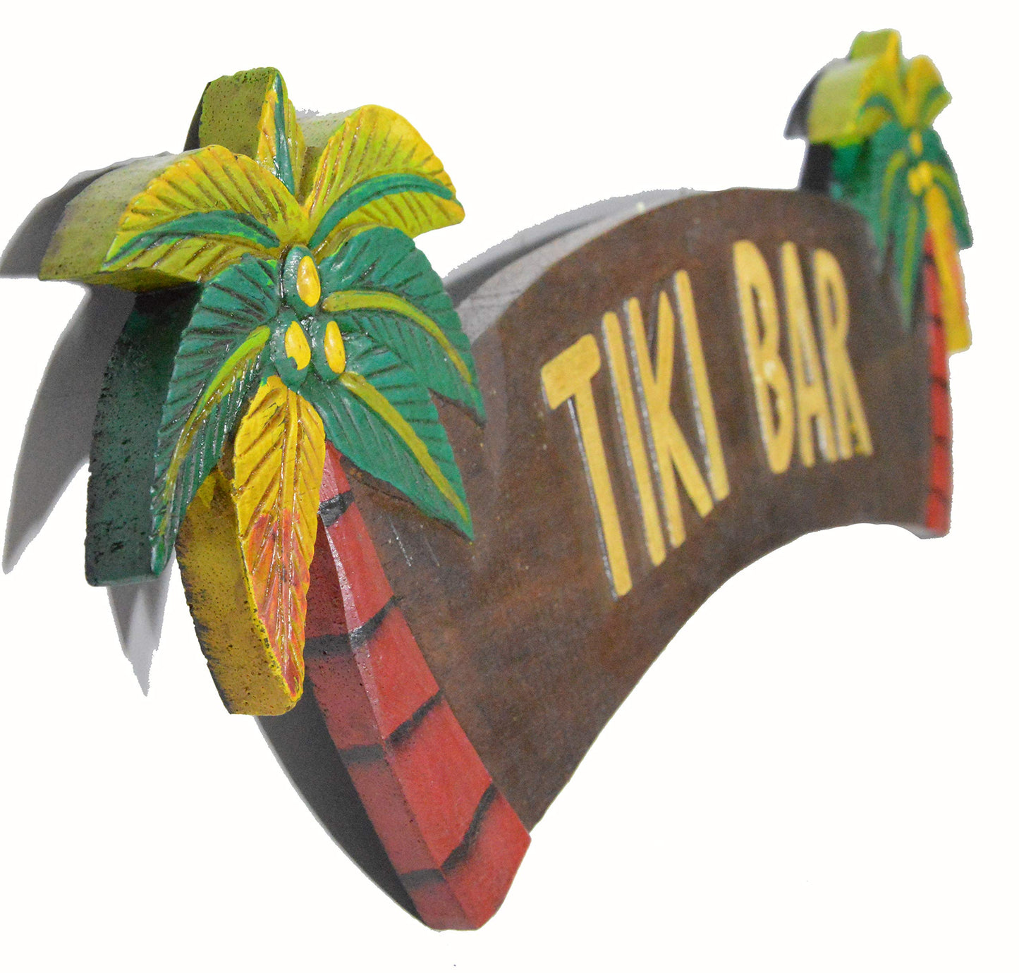 Hand Carved Tiki BAR Sign with Two Palm Trees 3D