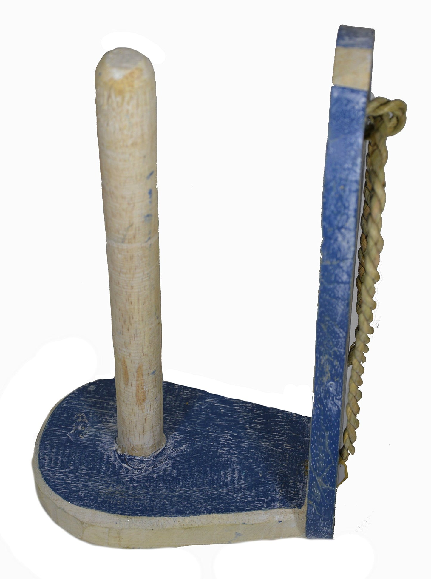 Hand Carved FLIP Flop Blue Paper Towel Holder Wood Carving Nautical Statue Kitchen Gadget Sculpture
