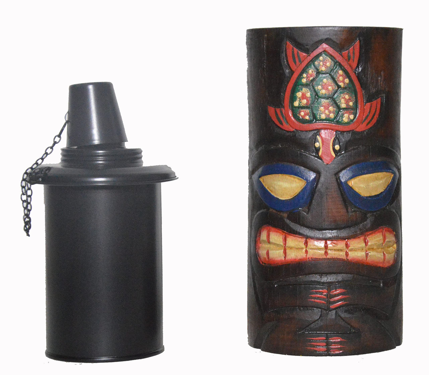 WorldBazzar SET OF 3 TORCHES PALM SUN TURTLE TIKI FACE HANDMADE TOTEM MASK TROPICAL POLYNESIAN HAWAIIAN END OF SUMMER SALE SAVE 50%