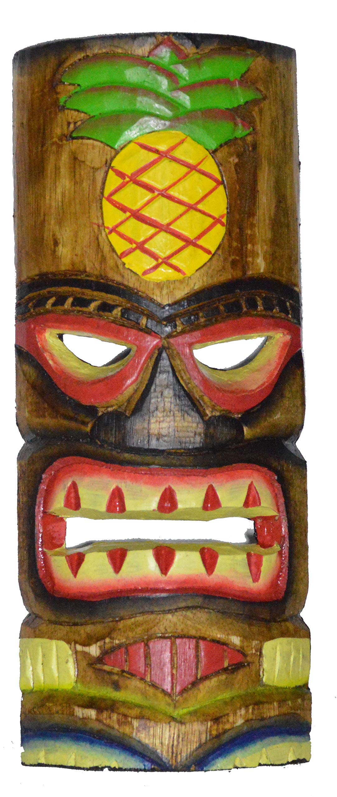WorldBazzar Hand Carved PINEAPPLE Polynesian Hawaiian Tiki Style MASK 12 in Tall Scratch and DENT Sale!!!