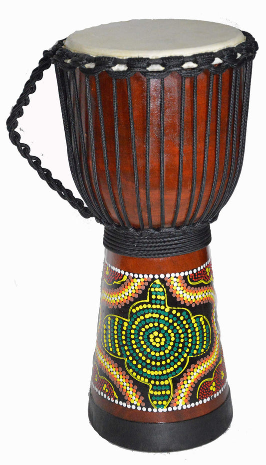 ABORIGINAL DOT DJEMBE DRUM EXCLUSIVE DEEP HAND CARVED 20" TALL BONGO DIRECT FROM THE FACTORY