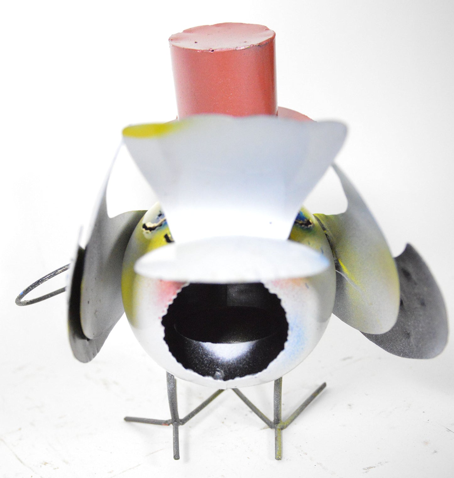 WorldBazzar Whimsical Metal Hanging Art Handmade Tropical Parrot Head Candle Holder