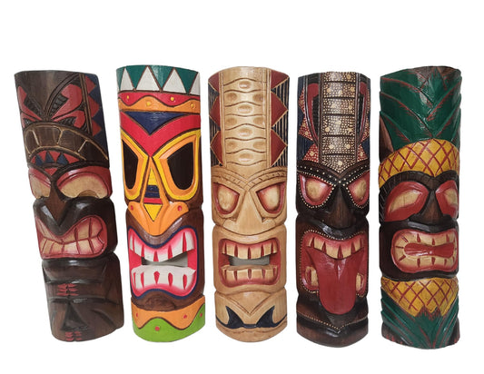 ORIGINAL 20" Large Set of 5 Polynesian Hawaiian Tiki Style Wall Masks