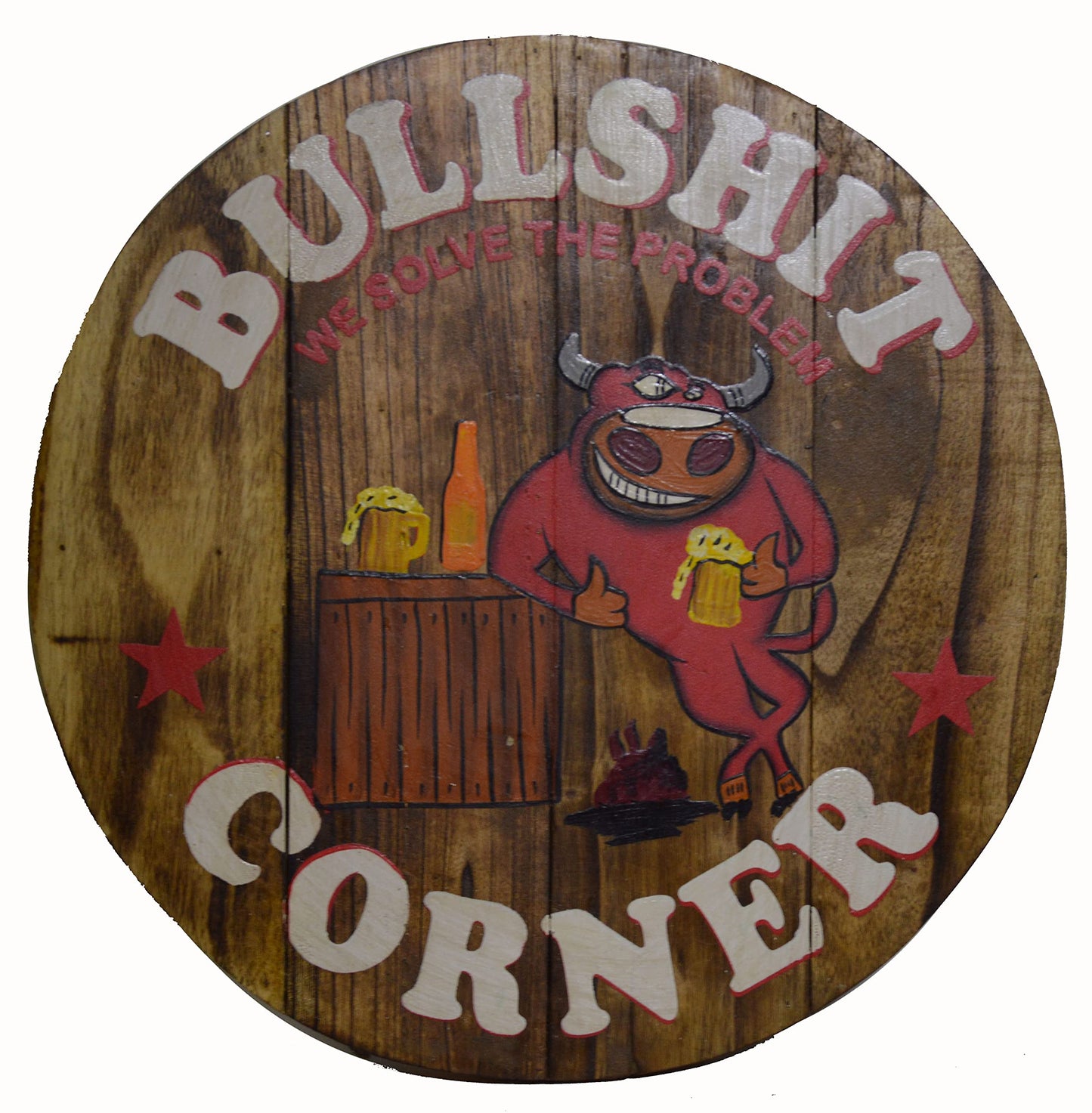 WorldBazzar Bullshit Corner Tavern BAR Bull Beer Drinking Sign Plaque Pallet Wall Art Decor
