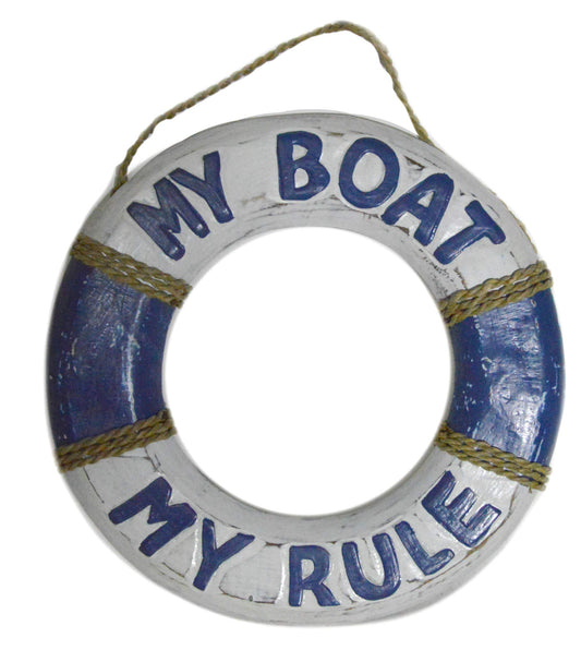 Hand Carved My Boat My Rules Lifesaver Buoy Tiki Bar Sign