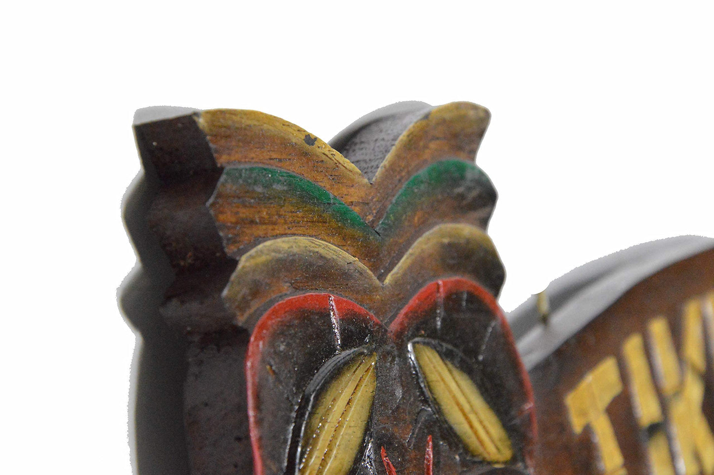 HAND CARVED TIKI BAR SIGN WITH TWO MASKS 3D POLYNESIAN HAWAIIAN ART