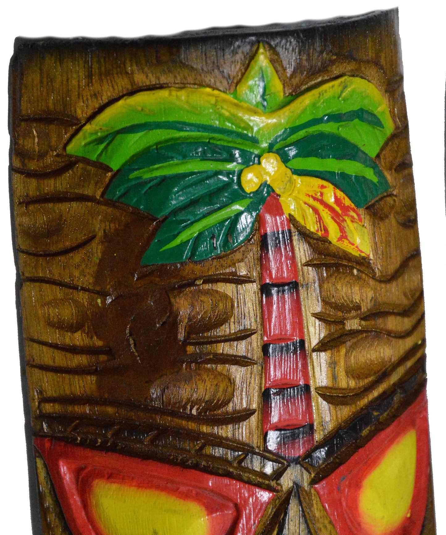 WorldBazzar Hand Carved Polynesian PALM TREE Hawaiian Tiki Style MASK 12 in Tall Scratch and DENT Sale!!!