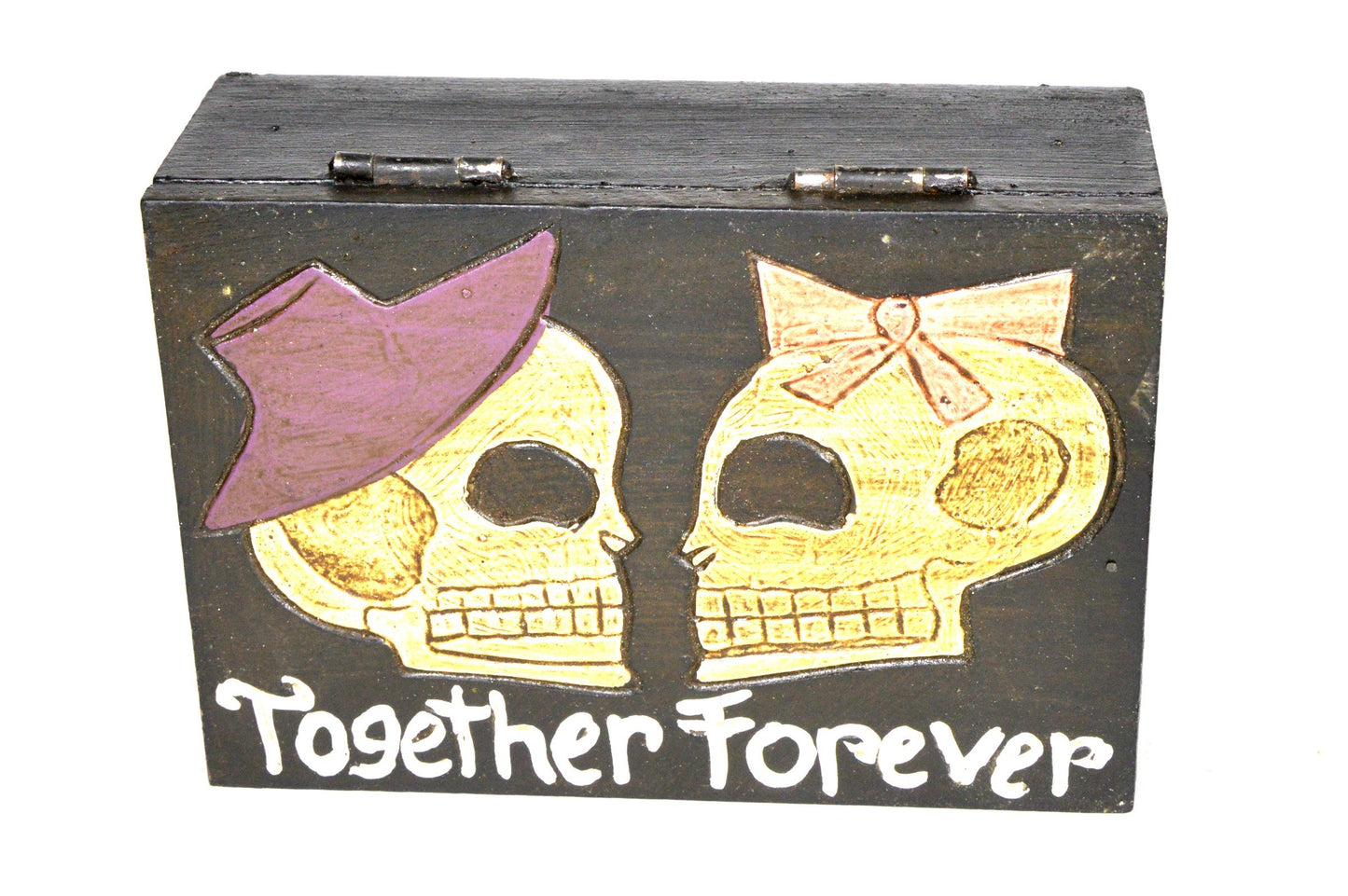 Hand Carved Beautifully Detailed TOGETHER FOREVER Treasure Box Chest Pirate Jewelry Keepsake
