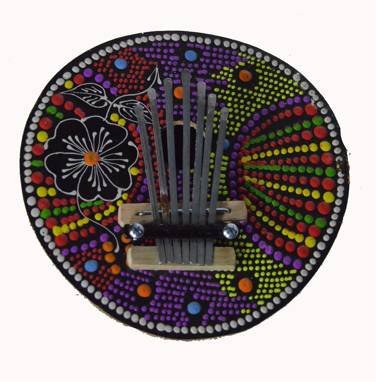 Kalimba Thumb Piano Mbira 7 keys Coconut Shell Musical Instrument Beginner Aboriginal Dot Design