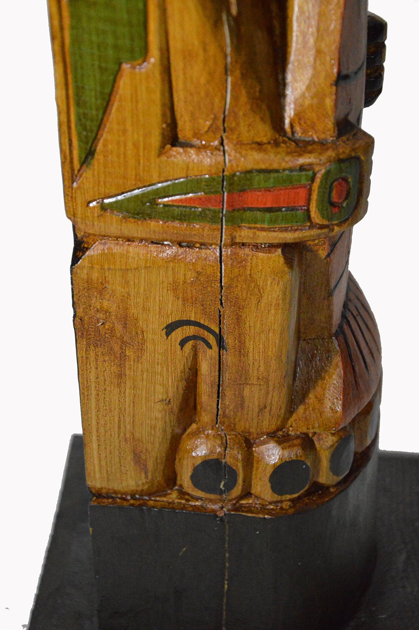 WorldBazzar Cracked Scratch and DENT Tall 3 Foot Tall Northwest Coast Style Wooden Eagle with Fish Totem Pole