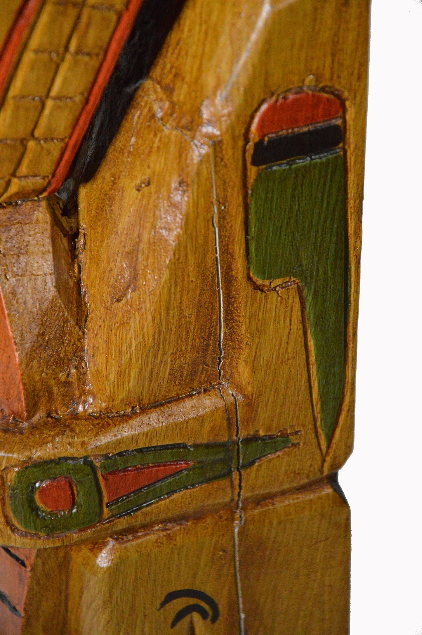 WorldBazzar Cracked Scratch and DENT Tall 3 Foot Tall Northwest Coast Style Wooden Eagle with Fish Totem Pole