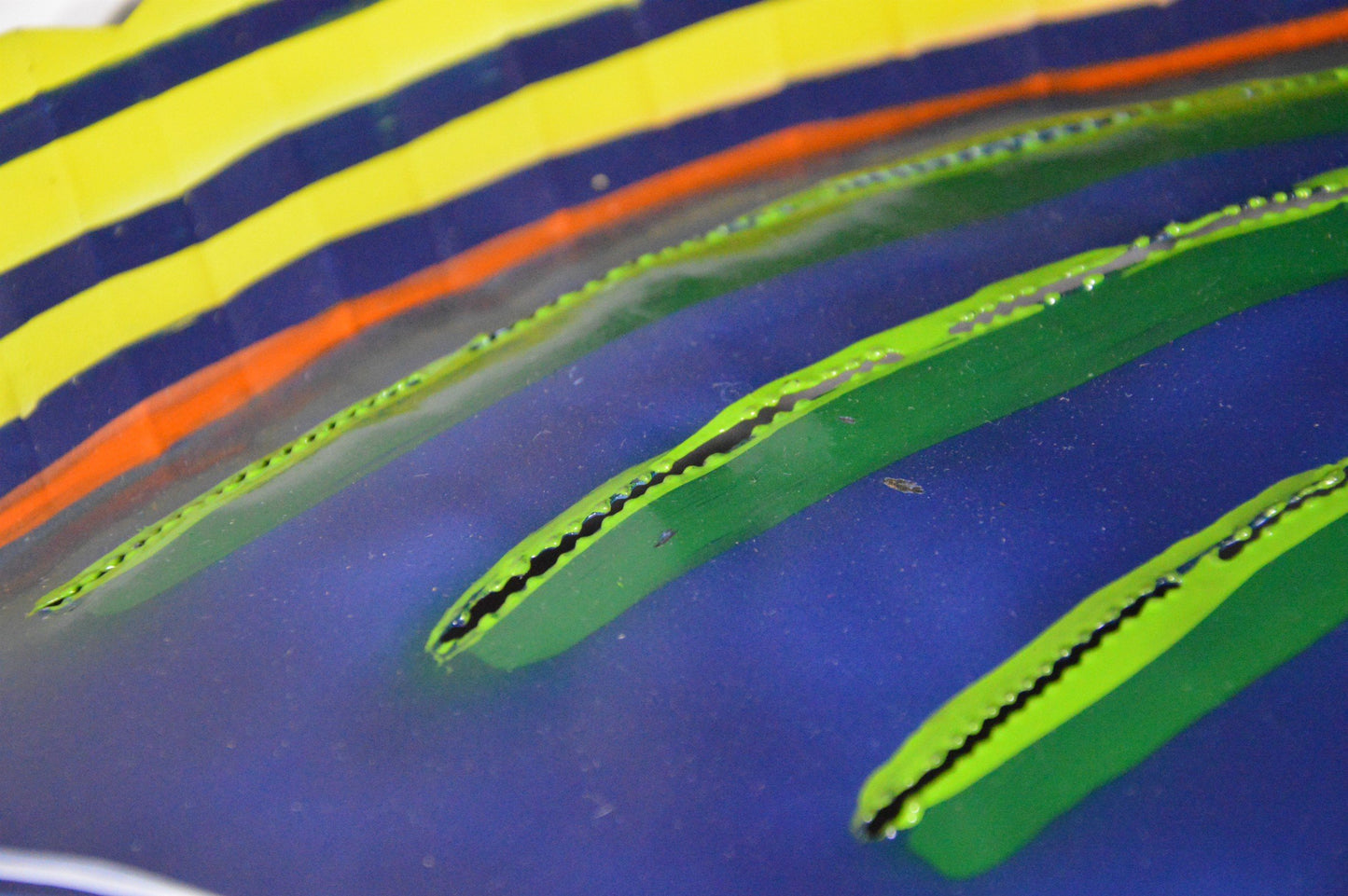 WorldBazzar Blue with Green Stripe Beautiful Unique Fish Metal Hanging Wall Art